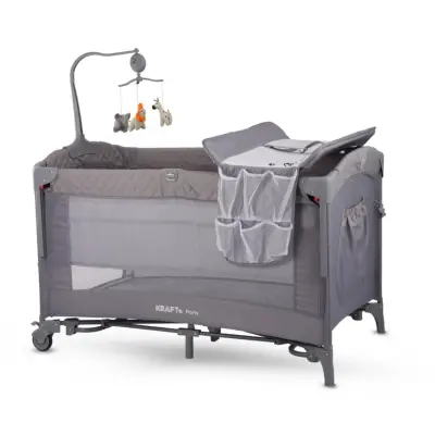 Kraft Paris Arakatlı Dönenceli Anne Yanı Oyun Parkı 70X120 Cm  Light Grey