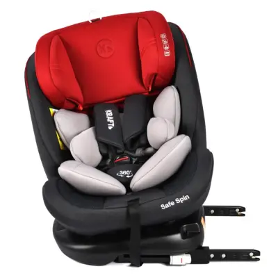 Kraft Safe Spin 360° Dönebilen İsofixli Oto Koltuğu 0-36 Kg Red Grey (1)
