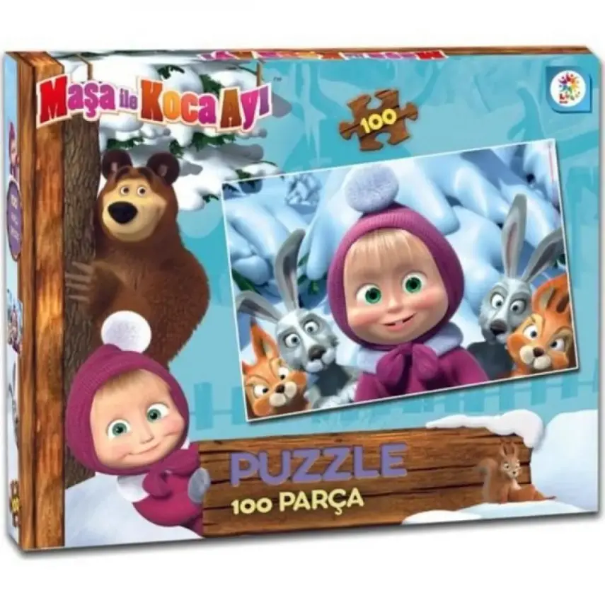 Laço Kids Frame Puzzle Maşa Koca Ayı 100 Parça - 1