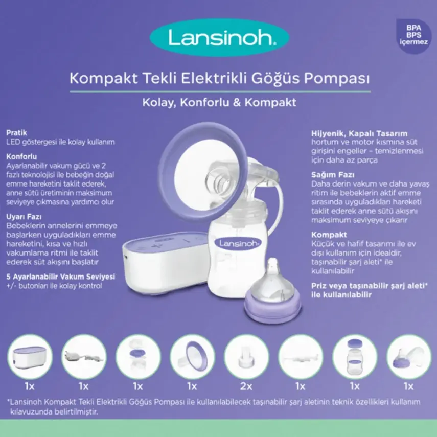 Lansinoh Kompakt Tekli Elektrikli Göğüs Pompası - 9