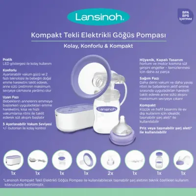 Lansinoh Kompakt Tekli Elektrikli Göğüs Pompası - 4