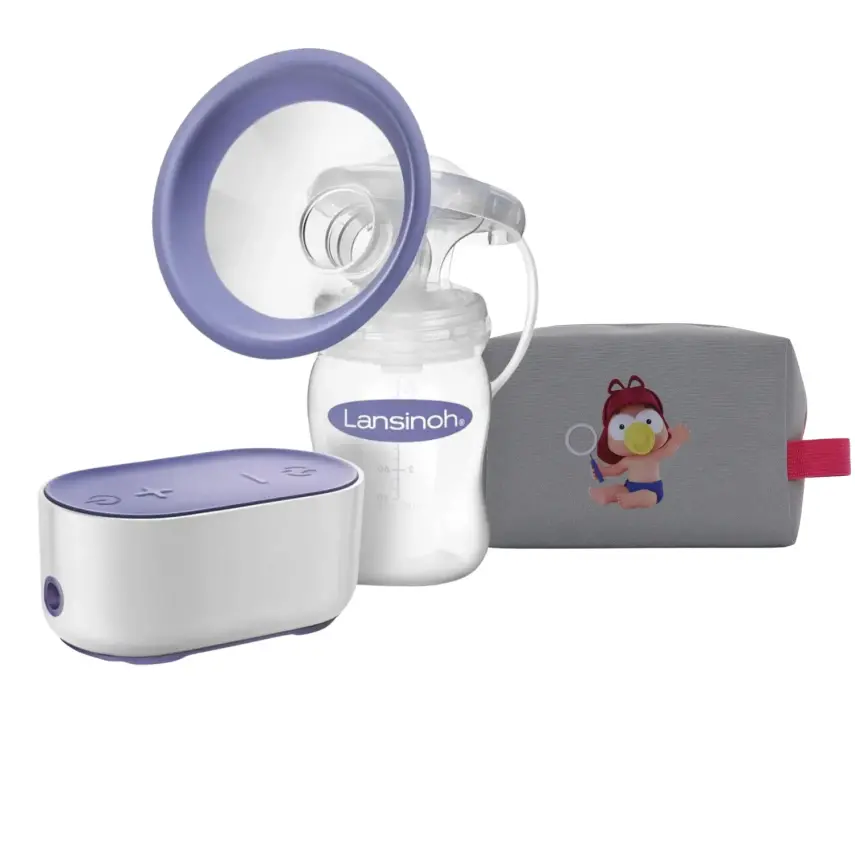 Lansinoh Kompakt Tekli Elektrikli Göğüs Pompası,Bebektif Mini Çanta Gri - 1
