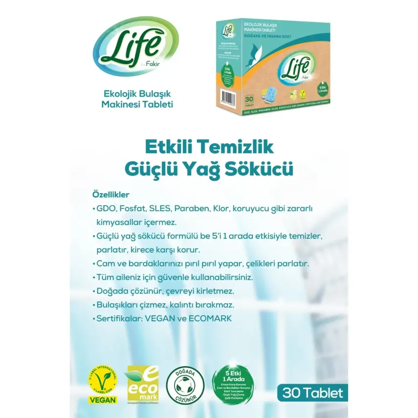 Life by Fakir Ekolojik Vegan Bulaşık Makinesi Tableti 30lu - 3