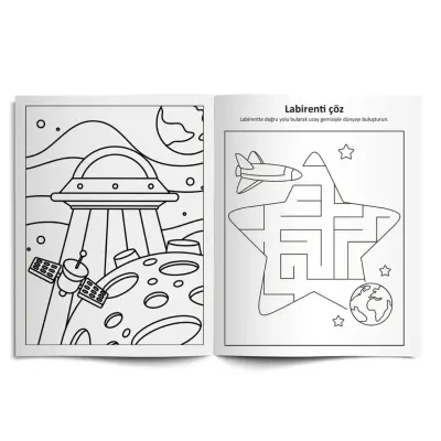 Lino Boya Sil - Silinebilir Aktivite Boyama Kitabı Uzay - 2