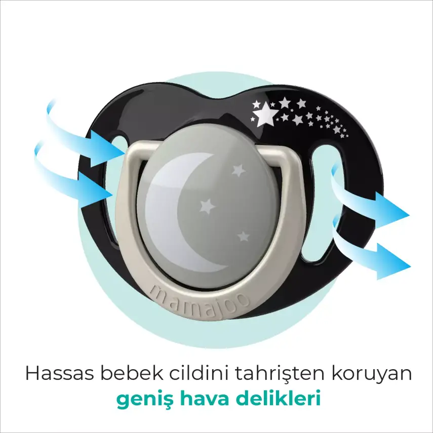 Mamajoo Silikon Emzik 2li Gece ve Gündüz & Sterilizasyon Saklama Kutusu 0+ Ay Black Pearl - 5