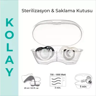 Mamajoo Silikon Emzik 2li Gece ve Gündüz & Sterilizasyon Saklama Kutusu 0+ Ay Black Pearl - 6