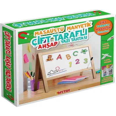 Manyetik Çift Taraflı Masaüstü Ahşap Yazı Tahtası Magnetli 62 Parça - 3