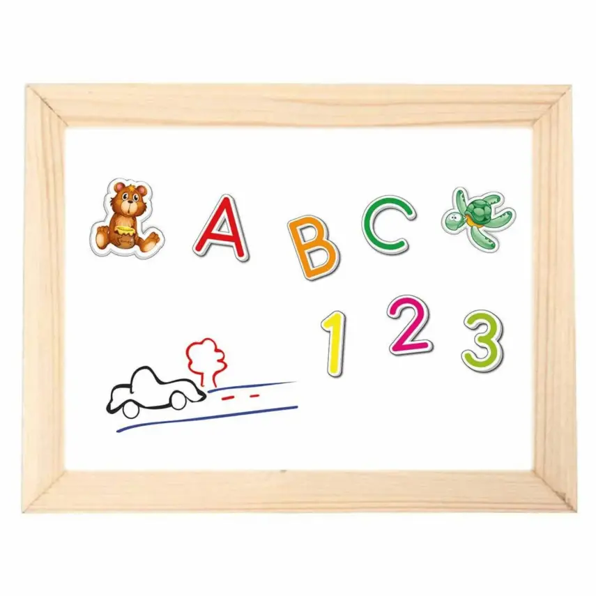 Manyetik Çift Taraflı Tablet Ahşap Yazı Tahtası 62 Parça - 1