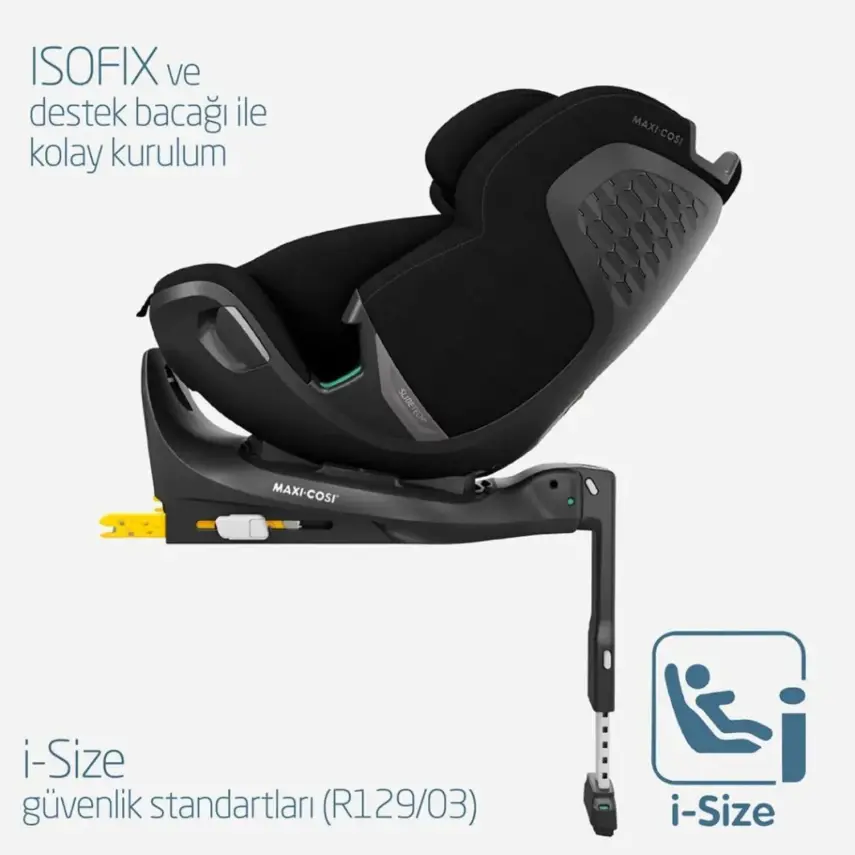 Maxi-Cosi Emerald 360 Pro I-size Araç Dışına Çıkabilen Isofix'li Dönebilir Yatabilir Slidetech Oto Koltuğu 0-36 Kg Authentic Black - 5