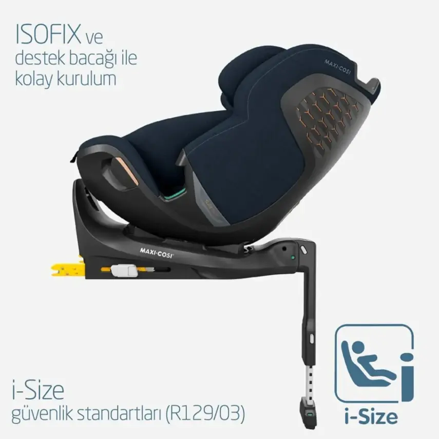 Maxi-Cosi Emerald 360 Pro I-size Araç Dışına Çıkabilen Isofix'li Dönebilir Yatabilir Slidetech Oto Koltuğu 0-36 Kg Authentic Blue - 5