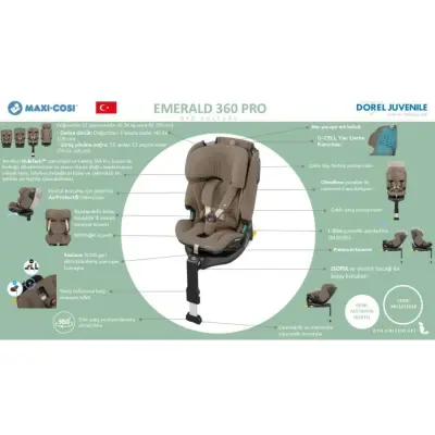Maxi-Cosi Emerald 360 Pro I-size Araç Dışına Çıkabilen Isofix'li Dönebilir Yatabilir Slidetech Oto Koltuğu 0-36 Kg Authentic Blue - 11