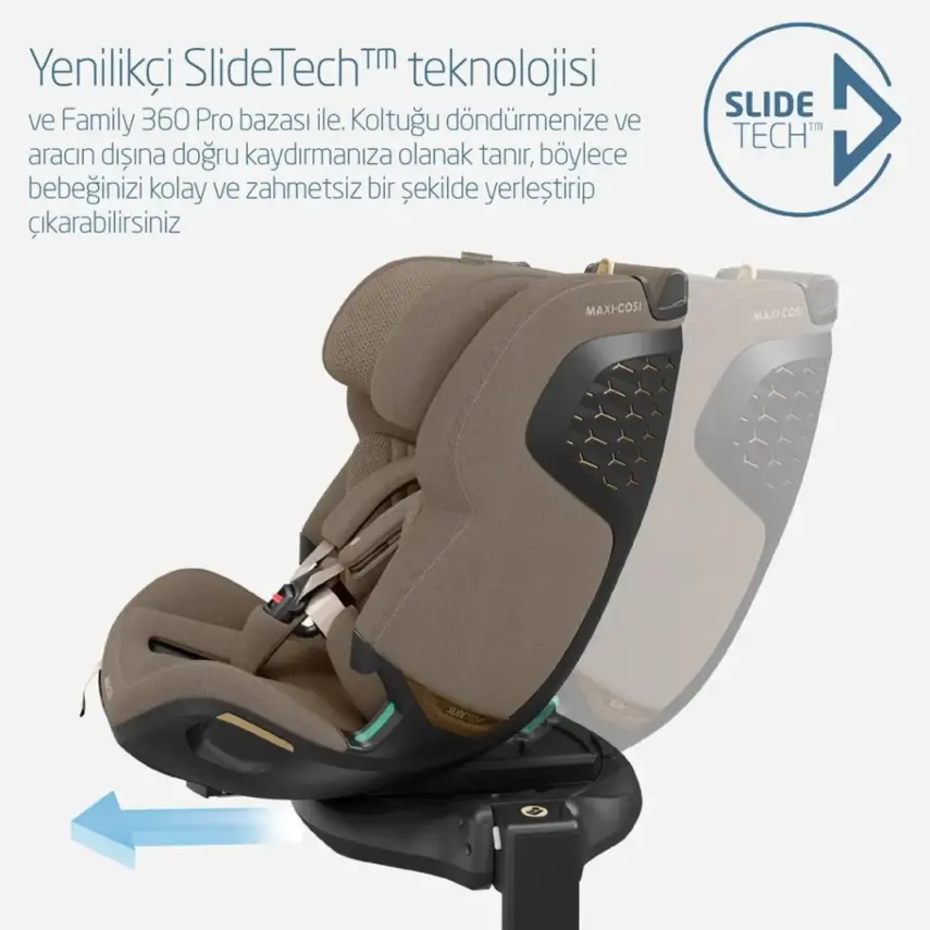 Maxi-Cosi Emerald 360 Pro I-size Araç Dışına Çıkabilen Isofix'li Dönebilir Yatabilir Slidetech Oto Koltuğu 0-36 Kg Authentic Truffle - 9