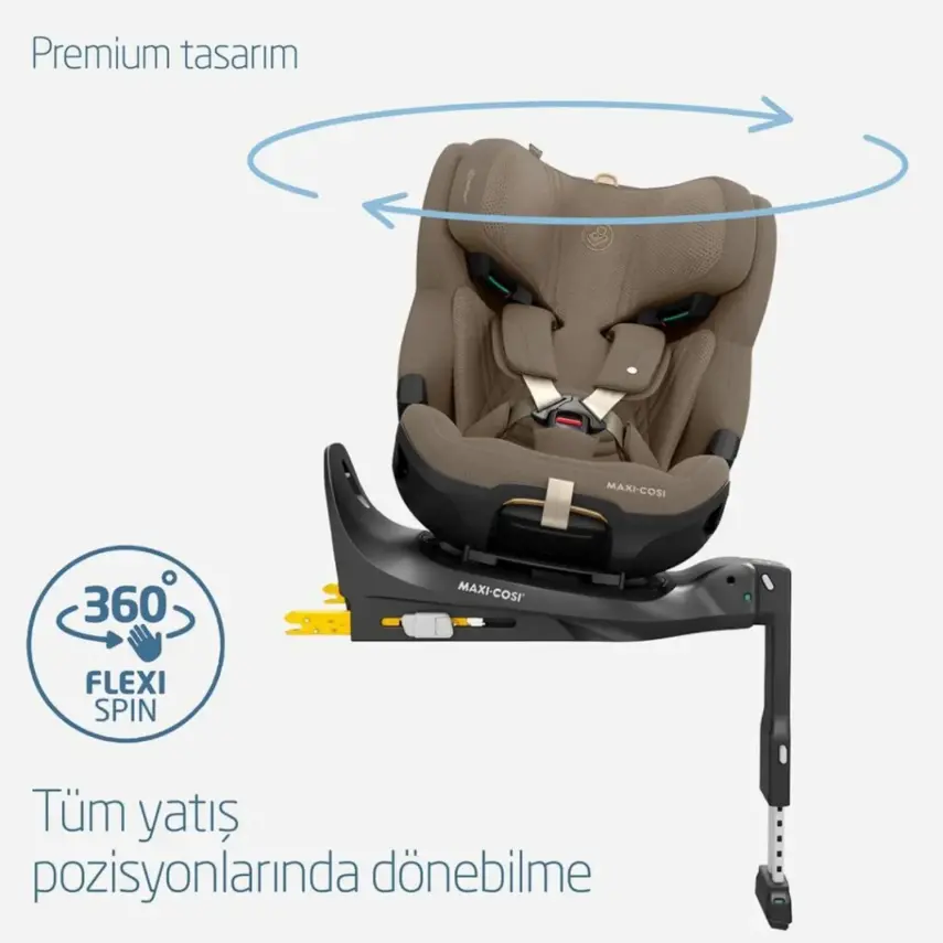 Maxi-Cosi Emerald 360 Pro I-size Araç Dışına Çıkabilen Isofix'li Dönebilir Yatabilir Slidetech Oto Koltuğu 0-36 Kg Authentic Truffle - 3