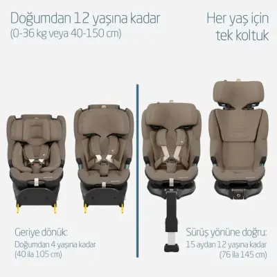 Maxi-Cosi Emerald 360 Pro I-size Araç Dışına Çıkabilen Isofix'li Dönebilir Yatabilir Slidetech Oto Koltuğu 0-36 Kg Authentic Truffle - 4