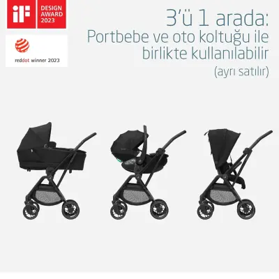 Maxi-Cosi Leona2 Çift Yönlü Tek Elle Katlanabilir Bebek Arabası Twillic Black - 5