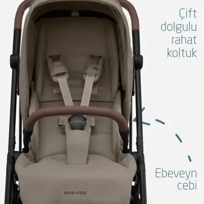 Maxi-Cosi Leona2 Çift Yönlü Uzatılabilir Sırt Desteği Tam Yatabilir Bebek Arabası Twillic Truffle - 15