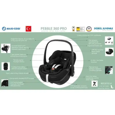 Maxi Cosi Pebble SlideTech Tam Yatabilen 360° Dönebilen Oto Koltuğu 0-13 Kg Twillic Green - 4