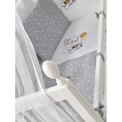 Meltem Kids Kral Beşik 60X120 Cm Beyaz- Moon Gri - 3