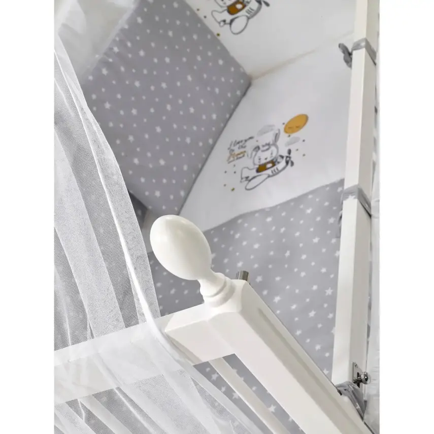 Meltem Kids Kral Beşik 60X120 Cm Beyaz- Moon Gri - 3