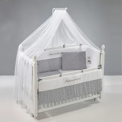 Meltem Kids Kral Beşik 60X120 Cm Beyaz- Moon Gri