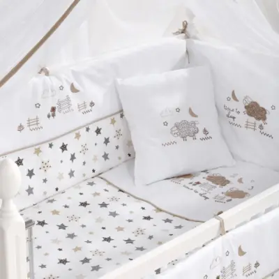 Meltem Kids Woody Anne Yanı Ahşap Sallanır Beşik+Yatak+Uyku Seti+Cibinlik Kuzu (1)