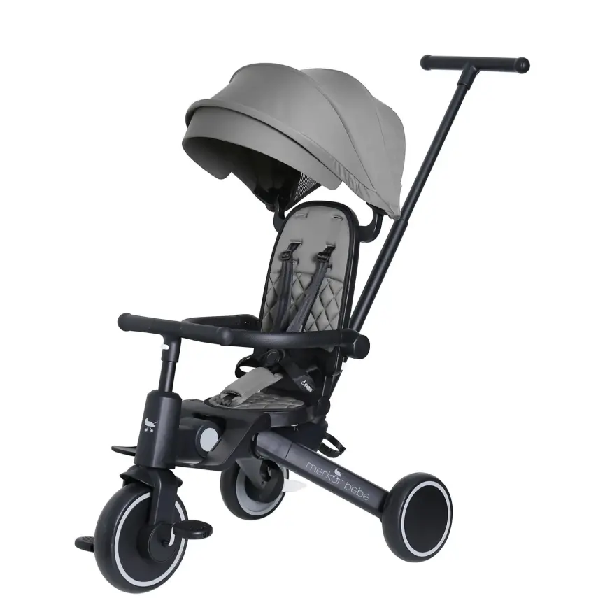 Merkür Bebe 9in1 Hawk Üç Tekerlekli Bebek ve Çocuk Bisikleti Gri - 1