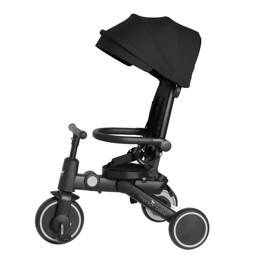 Merkür Bebe 9in1 Hawk Üç Tekerlekli Bebek ve Çocuk Bisikleti Siyah - 3