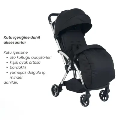 Merkür Bebe Ruby Tek Tuşla Otomatik Katlanan Kabin Boy Bebek Arabası Siyah - 4