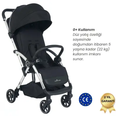 Merkür Bebe Ruby Tek Tuşla Otomatik Katlanan Kabin Boy Bebek Arabası Siyah (1)