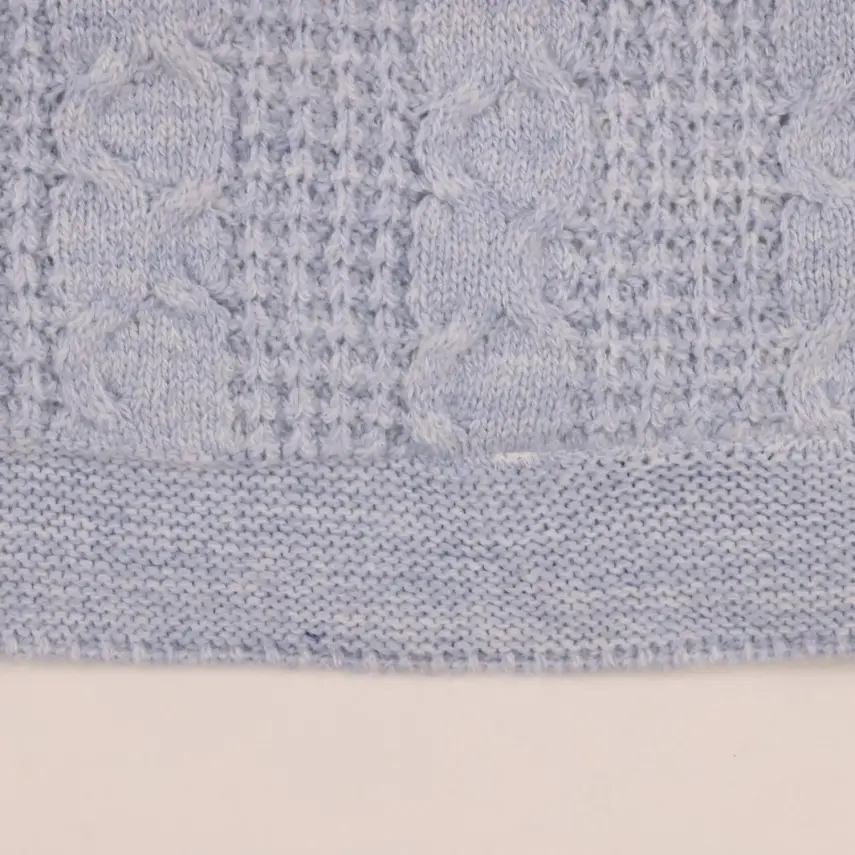 Mini Damla Battaniye Triko Penguen Nakışlı 80x100cm Mavi - 4