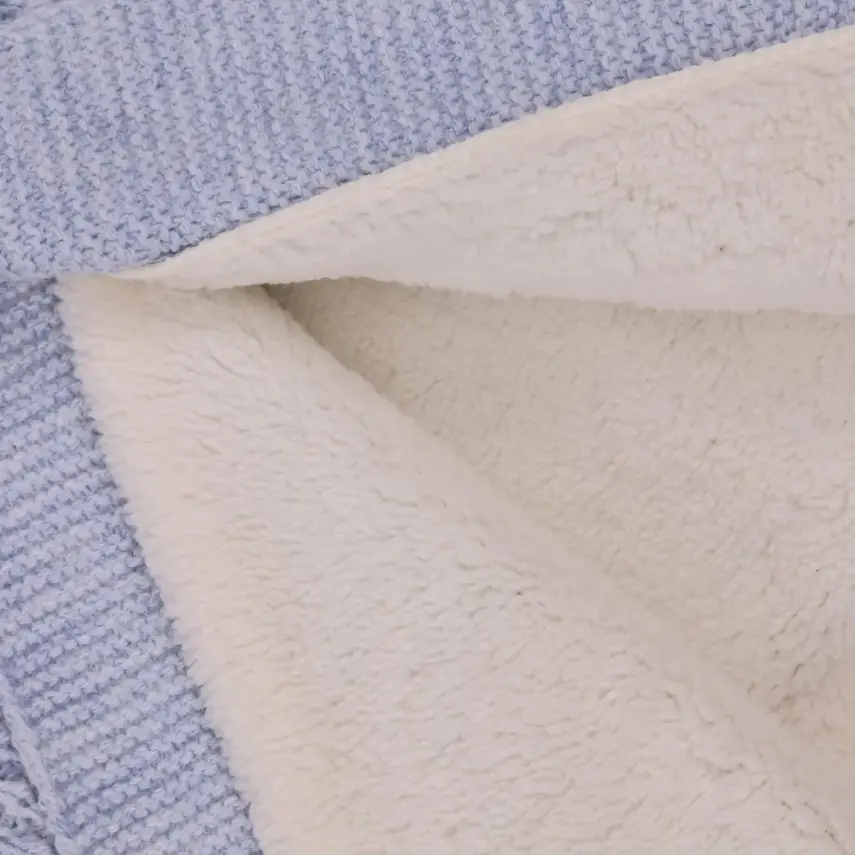 Mini Damla Battaniye Triko Penguen Nakışlı 80x100cm Mavi - 3