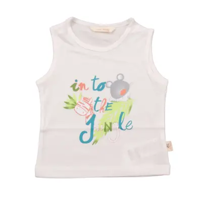 Mini Damla Bebek T-Shirt Kolsuz Jungle Ekru (1)