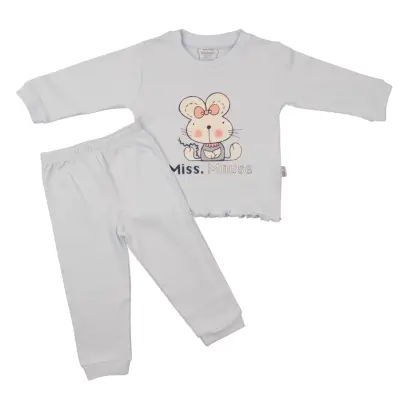 Mini Damla Çocuk Pijama Takımı Mouse Mavi