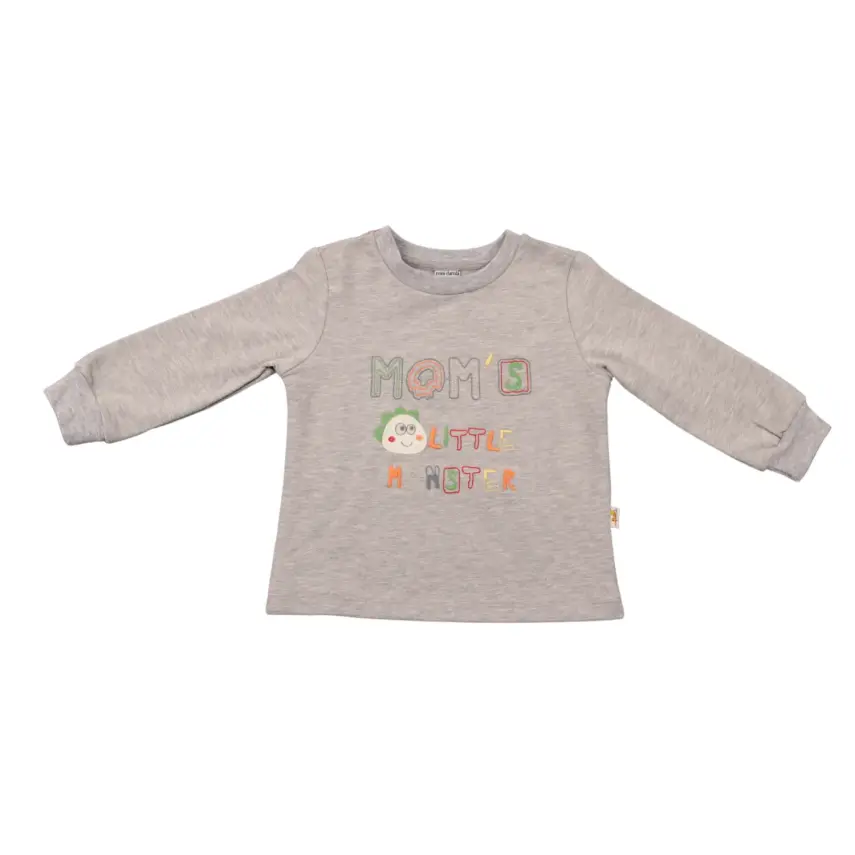 Mini Damla Çocuk Sweatshirt Dinazor Gri - 1