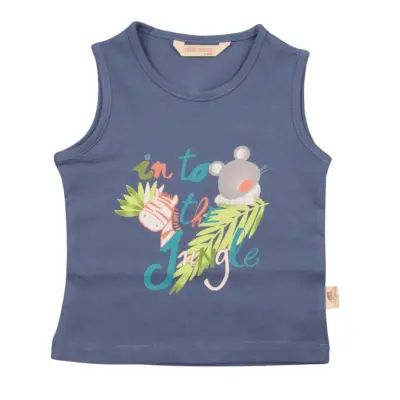 Mini Damla Çocuk T-Shirt Kolsuz Jungle İndigo (1)