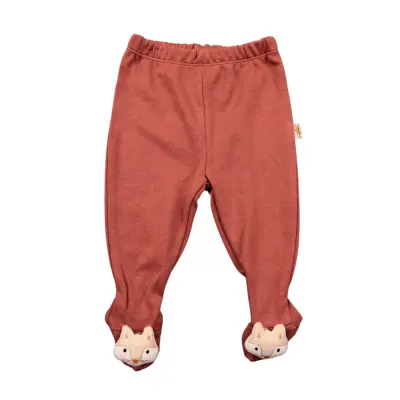 Mini Damla Pantolon Patikli Düz Oyuncaklı Kahverengi 