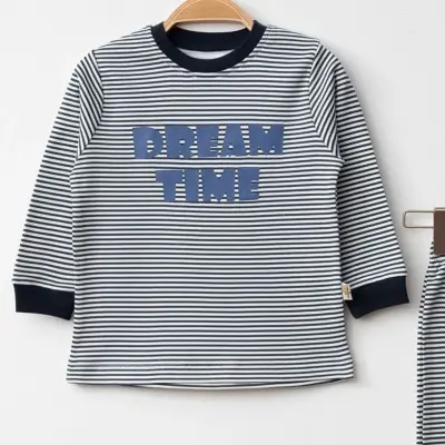 Mini Damla Pijama Takımı Penye Dream Time Baskılı Lacivert - 2