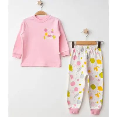 Mini Damla Pijama Takımı Penye Meyve Sebze Emprime Pembe - 7