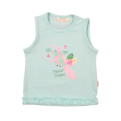 Mini Damla T-Shirt Kolsuz Tropikal Mint 