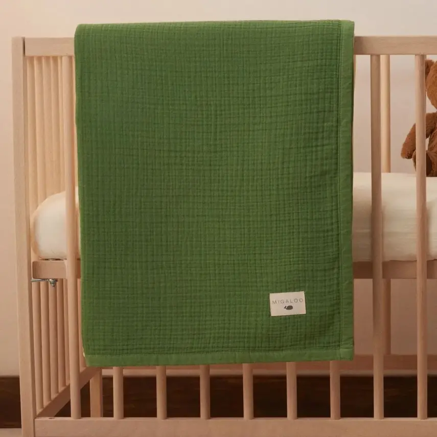 Mixi Baby Migaloo Dört Katlı Çok Amaçlı % 100 Pamuklu  Bebek Çocuk Müslin Örtü 90X120 Cm Yeşil - 1