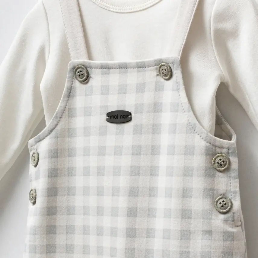 Moi Noi Bebek Salopet Ekose Desenli Unisex - 2