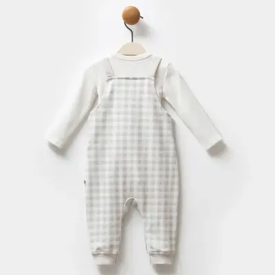 Moi Noi Bebek Salopet Ekose Desenli Unisex - 3