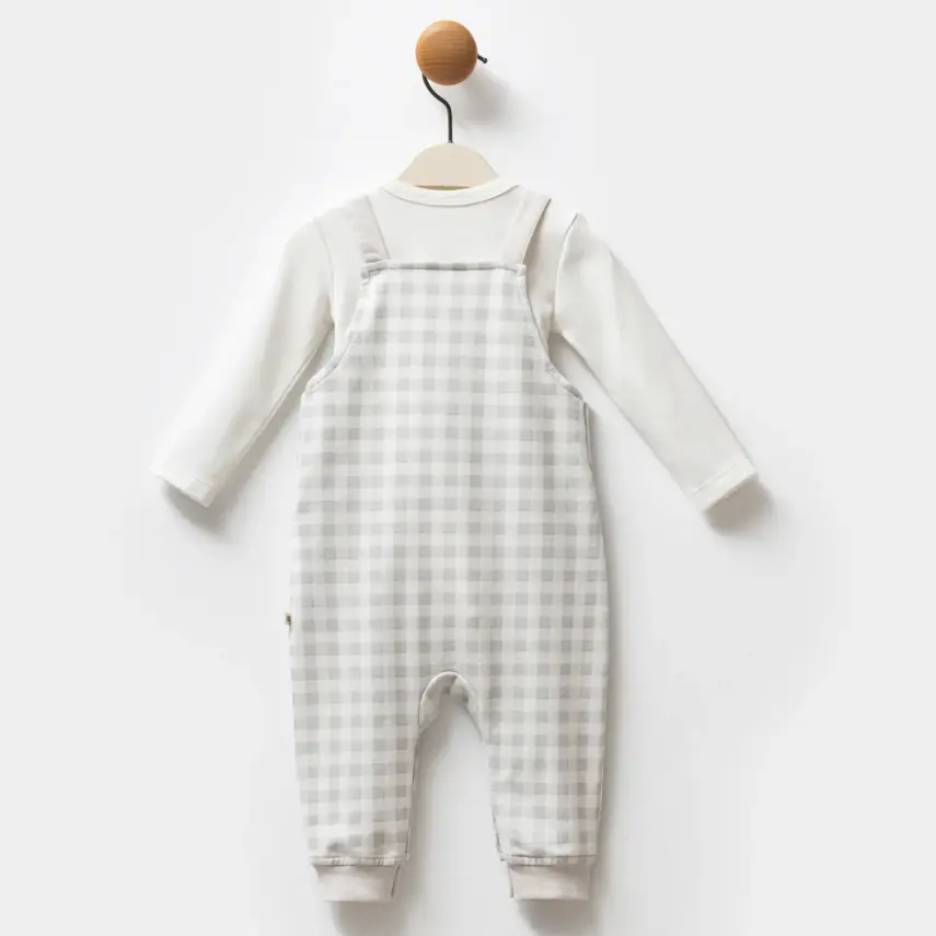 Moi Noi Bebek Salopet Ekose Desenli Unisex - 3