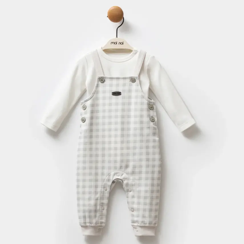 Moi Noi Bebek Salopet Ekose Desenli Unisex - 1