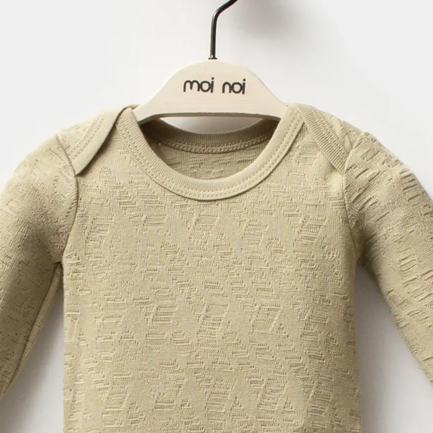 Moi Noi Bebek Uzun Kollu Çıtçıtlı Body Amerikan Yaka Haki Unisex - 3