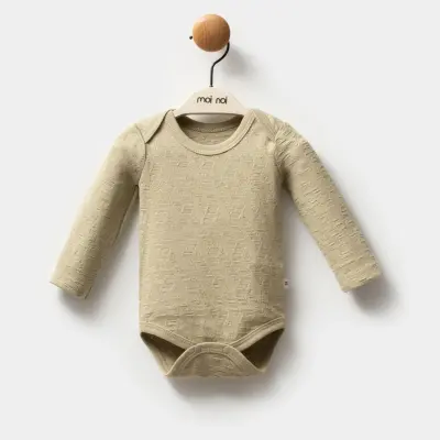 Moi Noi Bebek Uzun Kollu Çıtçıtlı Body Amerikan Yaka Haki Unisex