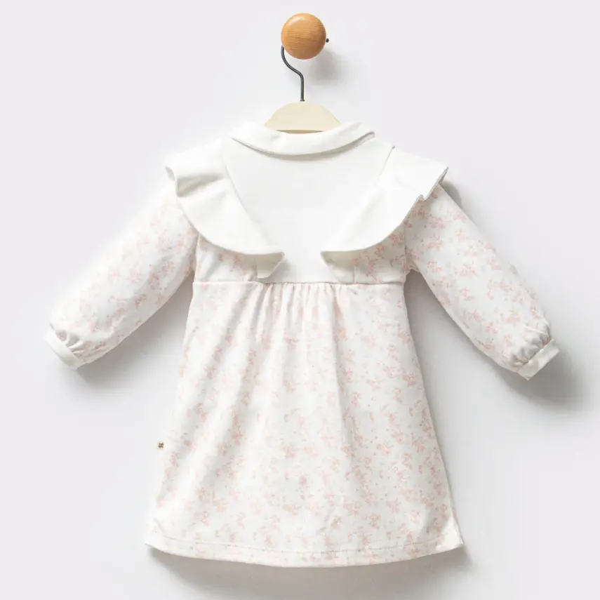 Moi Noi Çiçek Desenli Bebek Elbise Somon - 3