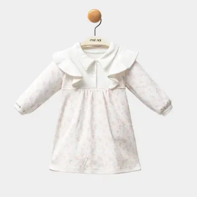 Moi Noi Çiçek Desenli Bebek Elbise Somon - 7