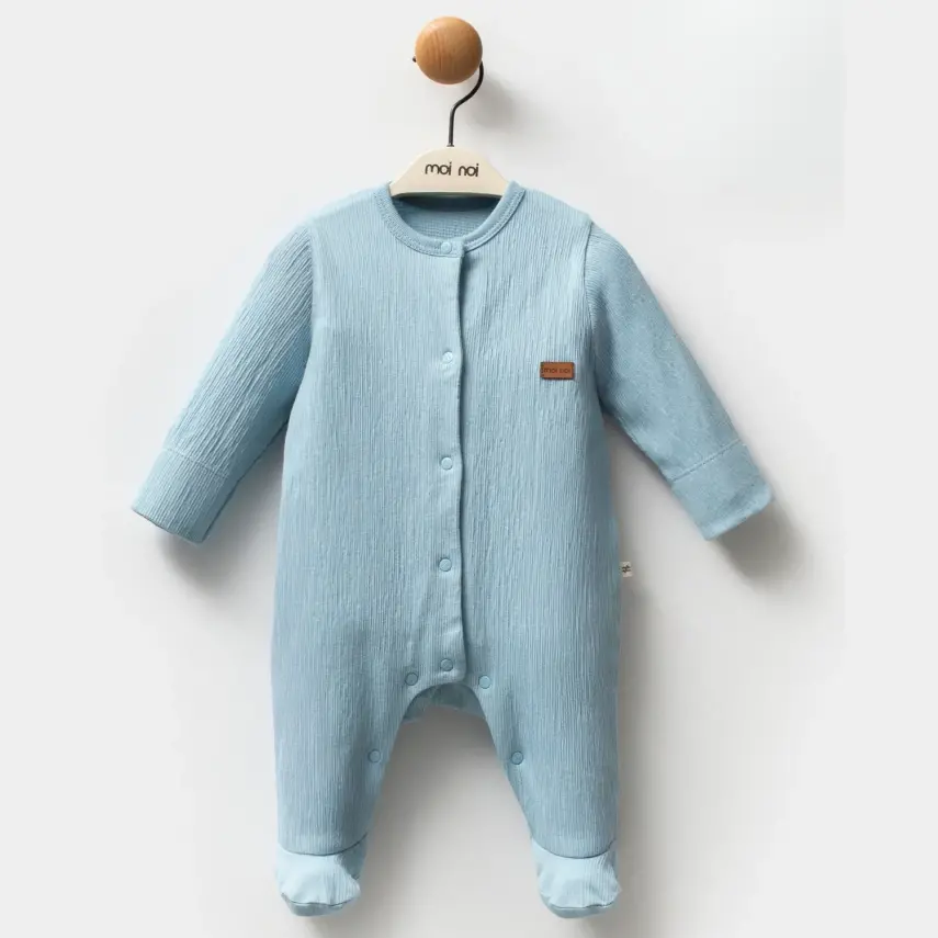 Moi Noi Erkek Bebek Tulum Şapkalı Mavi - 2