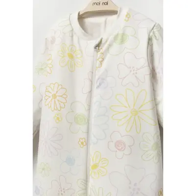 Moi Noi Fermuarlı Uzun Kollu Kışlık Bebek Çocuk Uyku Tulumu Çiçek 2,5 Tog (1)